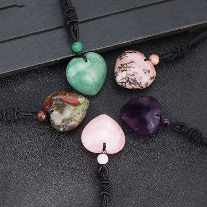 Crystal Agate Nylon Rope Love Pendant