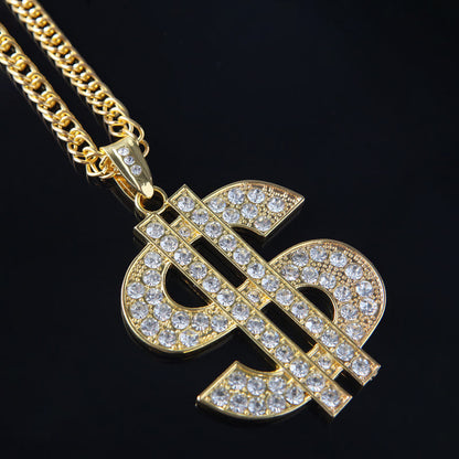 Men's Punk Hip Hop Dollar Sign Pendant Necklaces