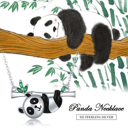 "Lucky And Love" Cute Panda & Leaf Necklace