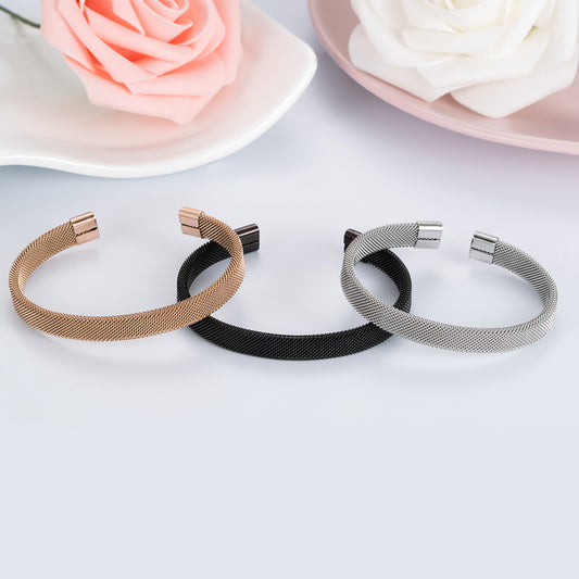 High Density Mesh Spring C Shape Open Bracelet