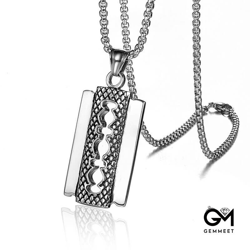 Razor Blade Titanium Steel Pendant Necklace