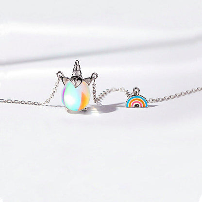 Moonstone Unicorn Rainbow Necklace