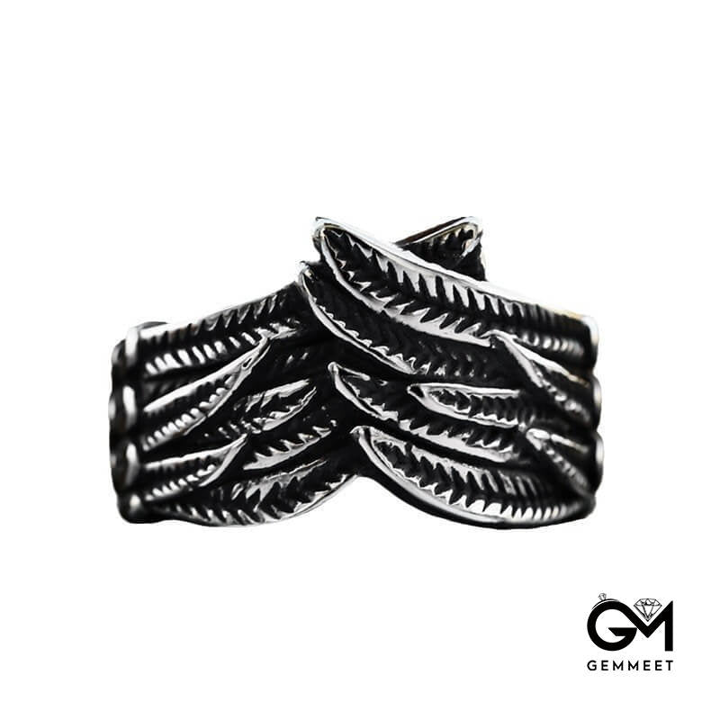 Stainless Steel Angel Wing Feather Ring