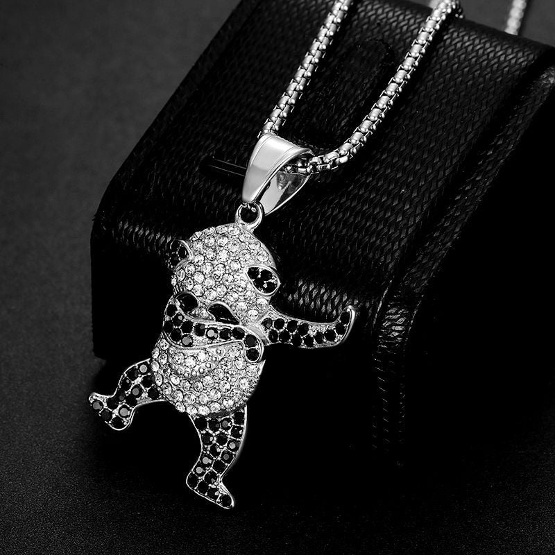 Hip-hop Giant Panda Hip-hop Gold-plated Zircon Pendant