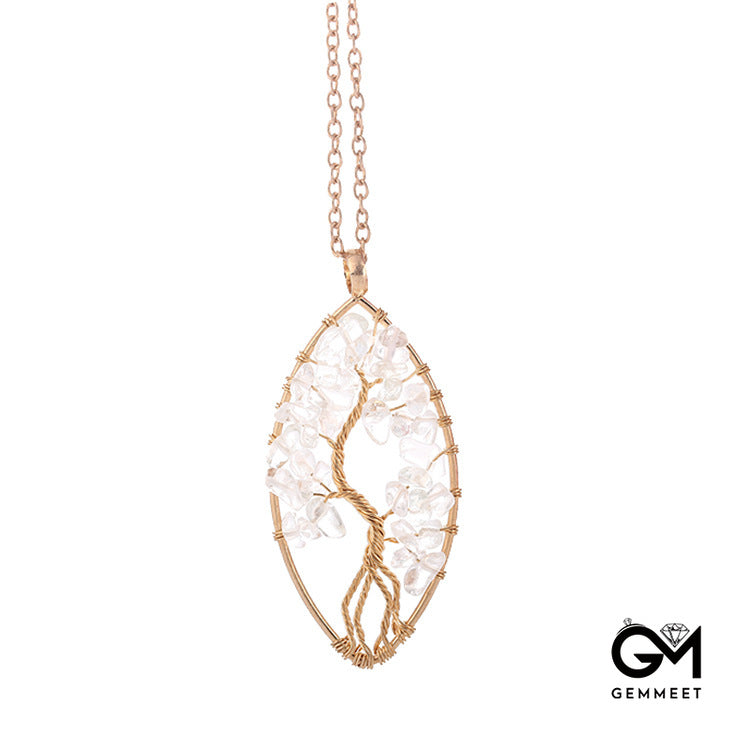 Geometric Crystal Tree of Life Pendant Necklace