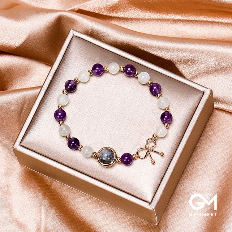 Amethyst With Moonstone Lucky Gemstone Bracelet