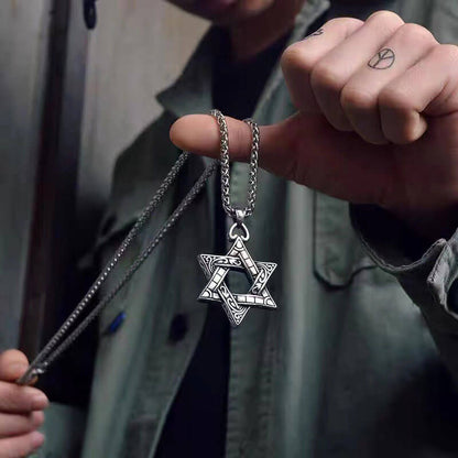 Vintage Double-sided Hexagram Punk Hipster Pendant