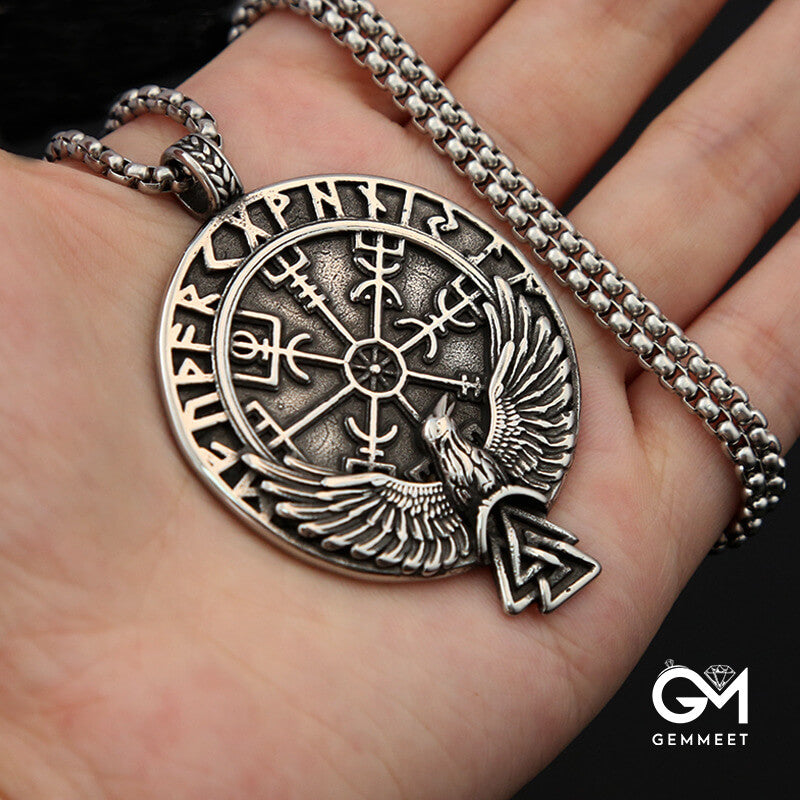 Titanium Steel Viking Rune Eagle Necklace