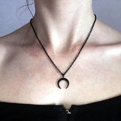 Black Moon Stainless Steel Halloween Necklace