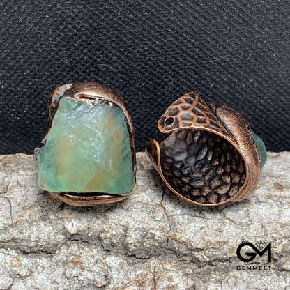 Green Fluorite Plated Bronze Serpentine Open Ring