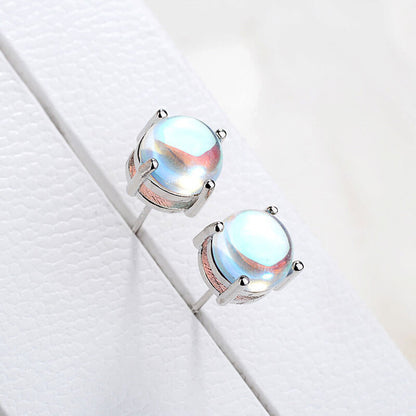 Minimalism Prong Setting Moonstone Earrings