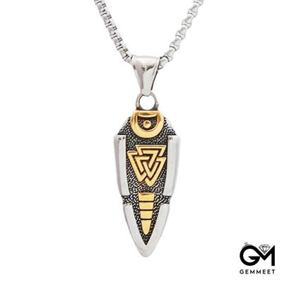 Stainless Steel Vintage Viking Arrowhead Charm Necklace