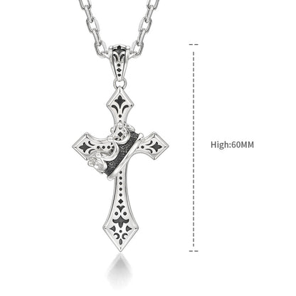 Crown Cross Sterling Silver High Street Pendants Necklace