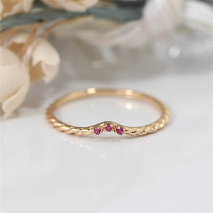 Women's 2Pcs Dainty Peridot Stacking Ring Set