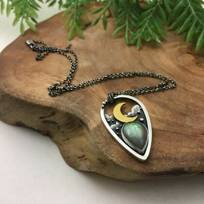 "Labradorite Island" Labradorite Moon Necklace