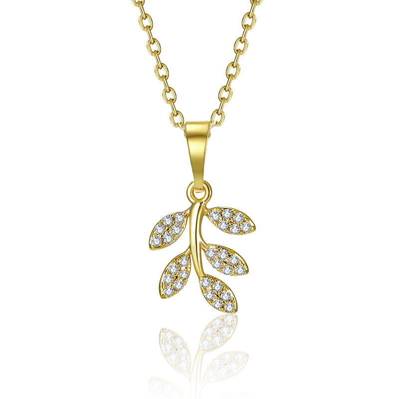 Golden Leaf Zircon Butterfly Pendant