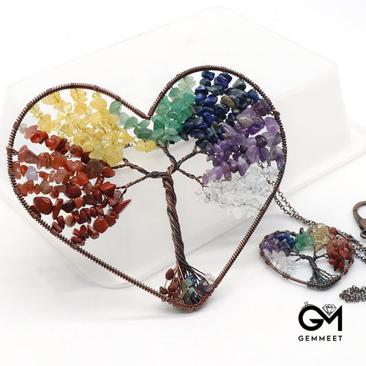 Colorful Crystal Stone Life Tree Love Pendant