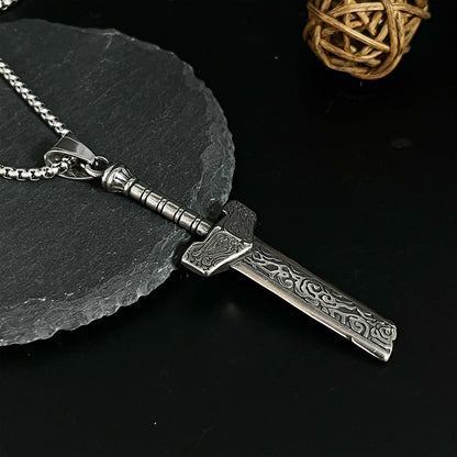 Broken Knife Sword Shape Stainless Steel Pendant Necklace