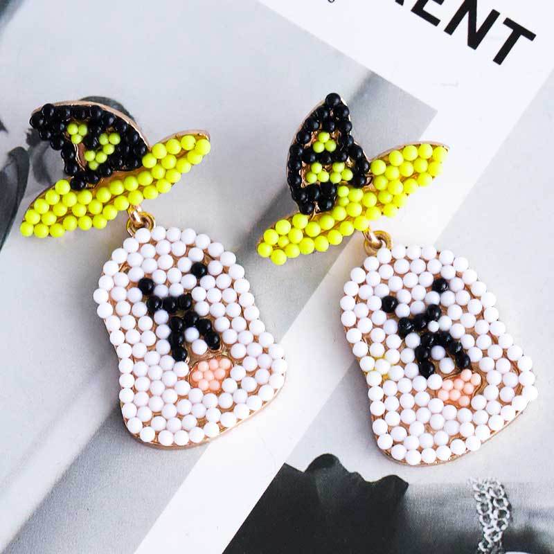 Funny Halloween Little Ghost Witch Hat Bead Earrings