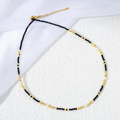 Black Obsidian Beaded Clavicle Necklace