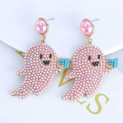 Halloween Cute Cartoon Ghost Bead Earrings