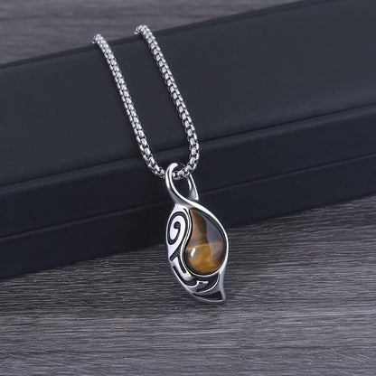 Courage Luck Protection Tiger Eye Titanium Steel Necklace