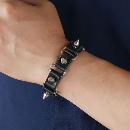 New Leather Bracelet Punk Personality Accessories Trend Men's Motorcycle Leather Bracelet