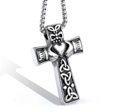 Vintage kink cross stainless steel pendant