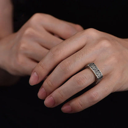 Vintage Carved Pattern Square Ring