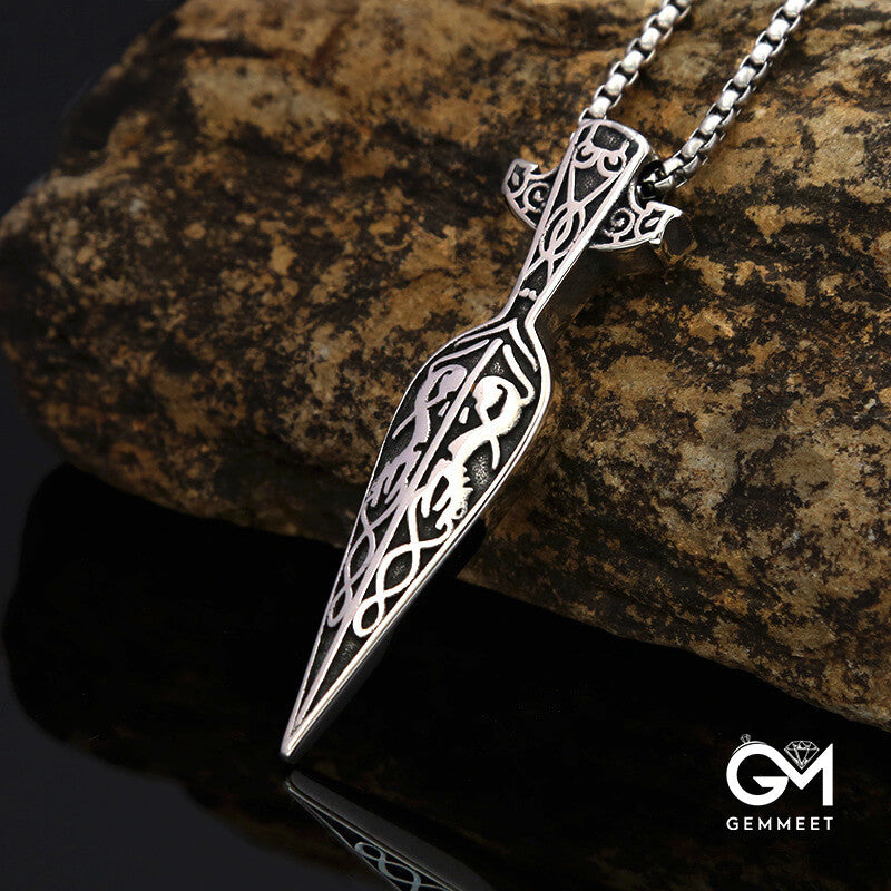 Viking Sword Spear Stainless Steel Necklace