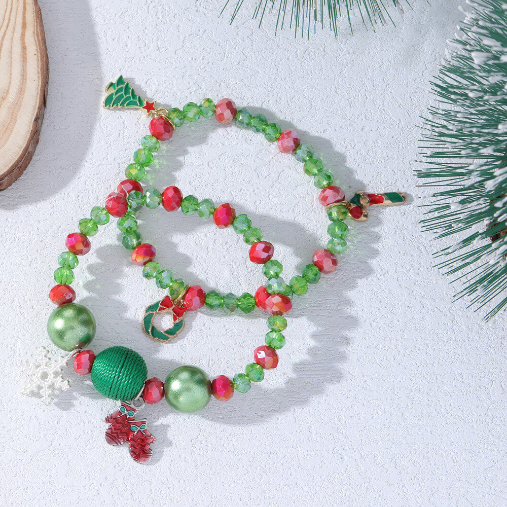 Christmas Bracelet Santa Snowman Colorful Candy Bead Bracelet