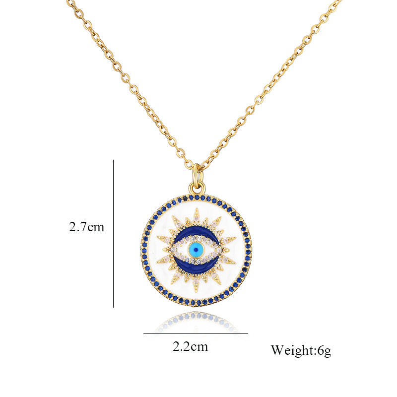 Halloween Evil Eye In Sun Disc Pendant Necklace