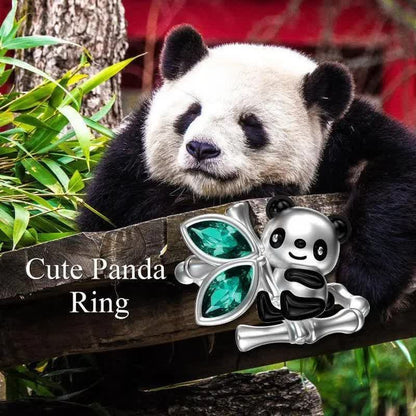 Women's Cute Panda with Bamboo Ring