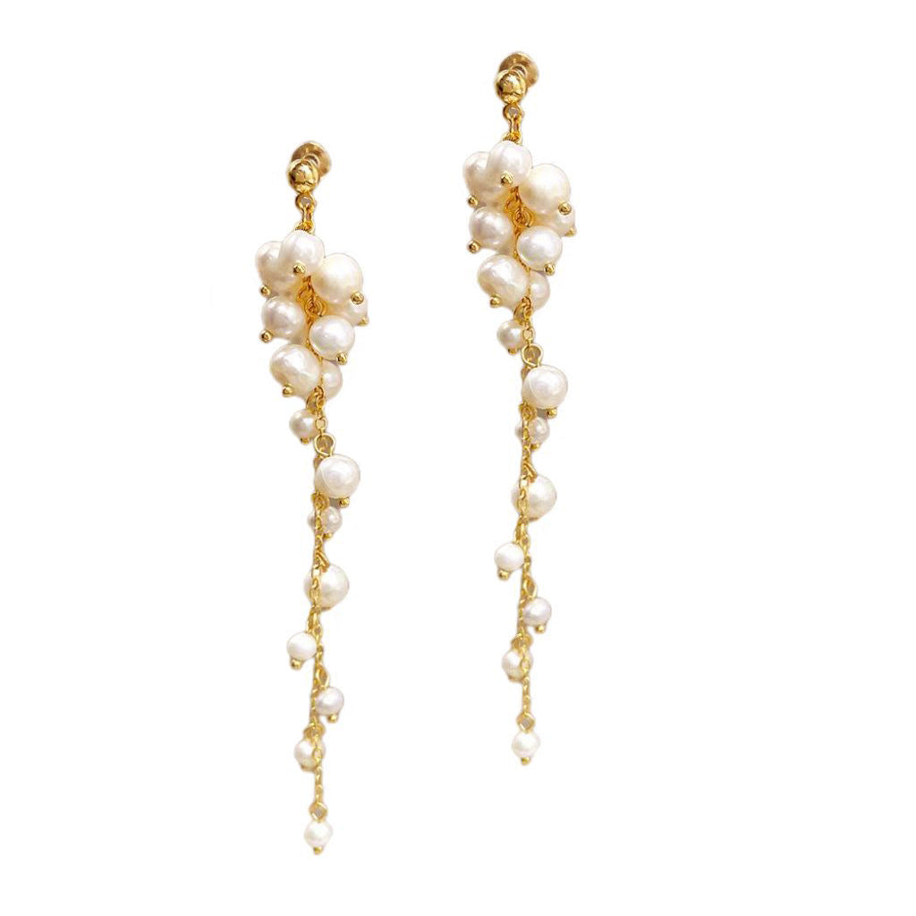 Baroque Pearl Long Tassel Drop Earrings