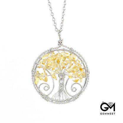 Double Loop Crystal Tree of Life Necklace