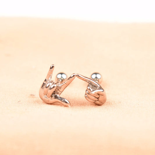 Peace & Love Trendy Gesture Stud Earrings