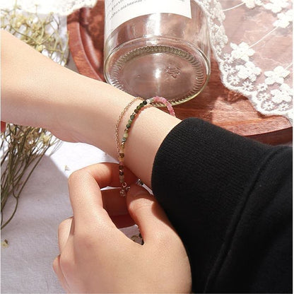 Tourmaline Gold Plated Copper Double Thin Bracelet