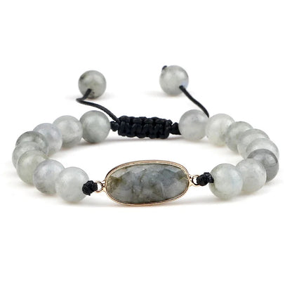 Labradorite Stone Beaded Opalite Bracelet