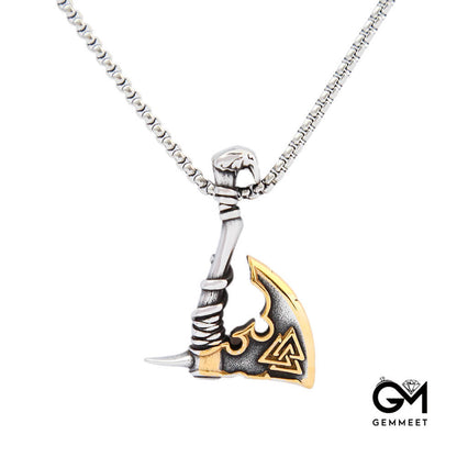 Stainless Steel Viking Axe Triangle Logo Necklace