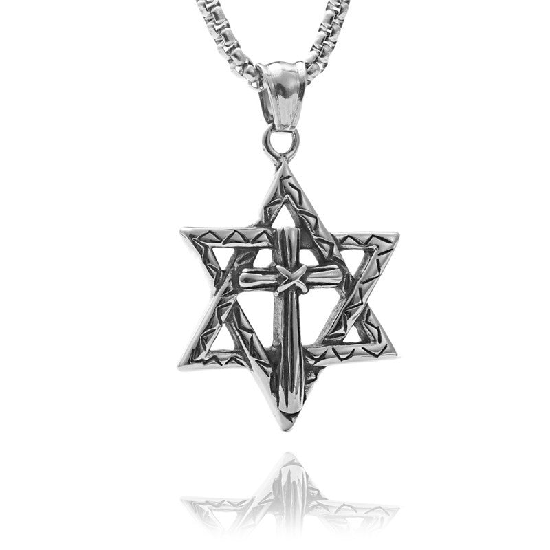 Six Pointed Star Cross Retro Trendy Men's Pendant