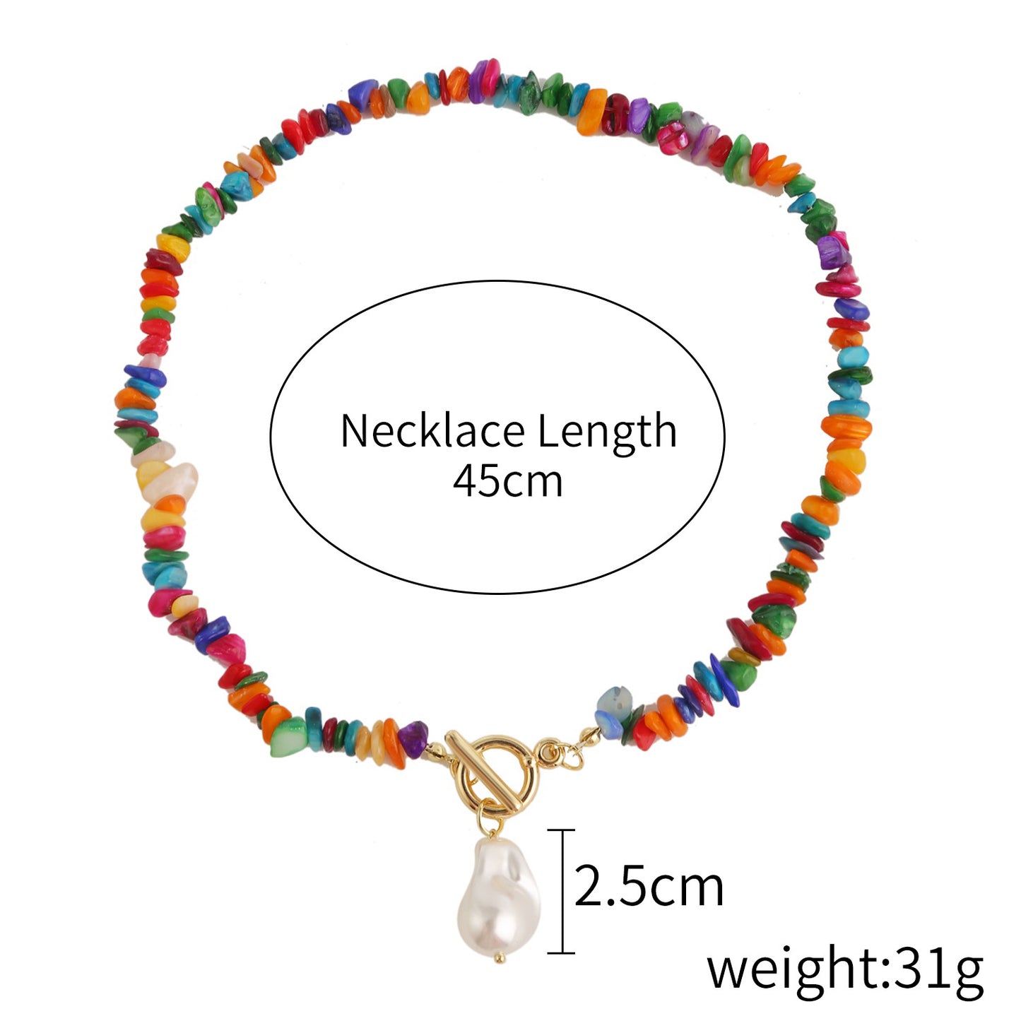 Colorful Irregular Full Stones Chain Necklace