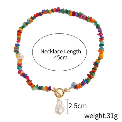 Colorful Irregular Full Stones Chain Necklace