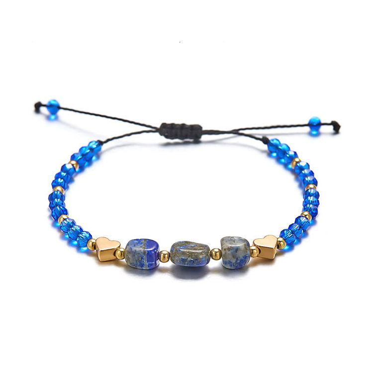 Irregular Natural Gravel Love Beaded Braided Bracelet