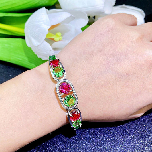 Candy Imitation Natural Color Tourmaline Bracelet Brilliant Color Treasure Bracelet