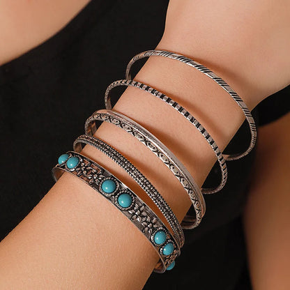 Bohemian Ethnic Exaggerated Metal Turquoise Bracelet