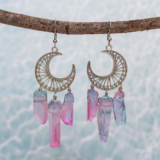 Bohemia Crescent Moon Fluorite Earrings