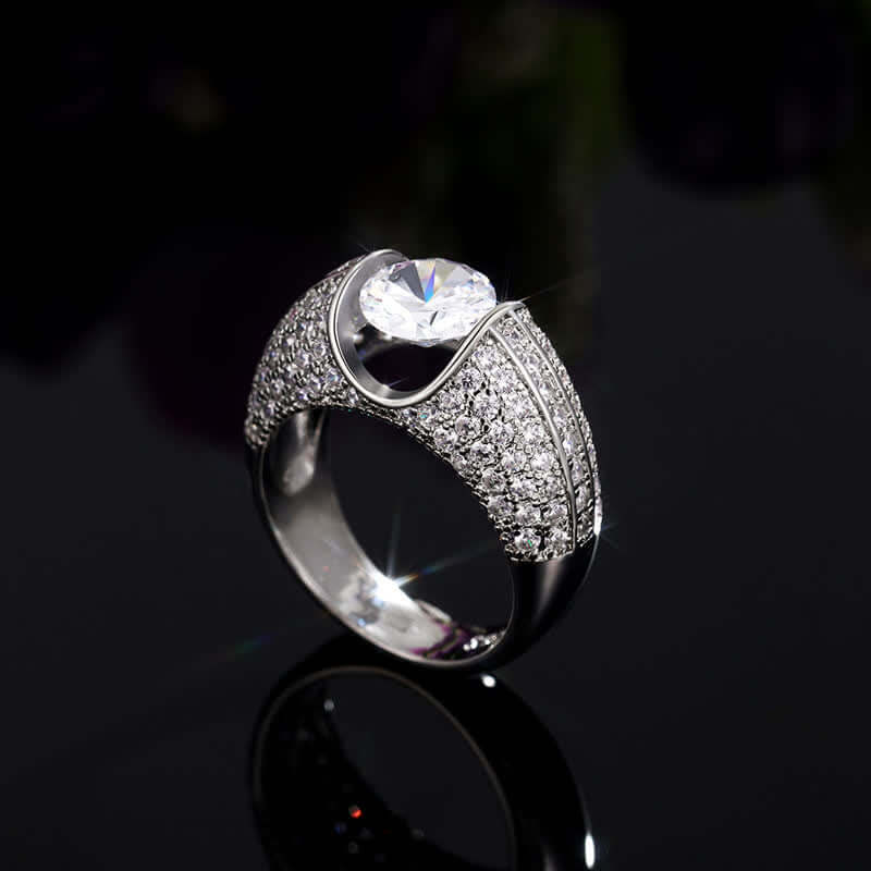 Hearts and Arrows White Gold Plated Zircon Ring