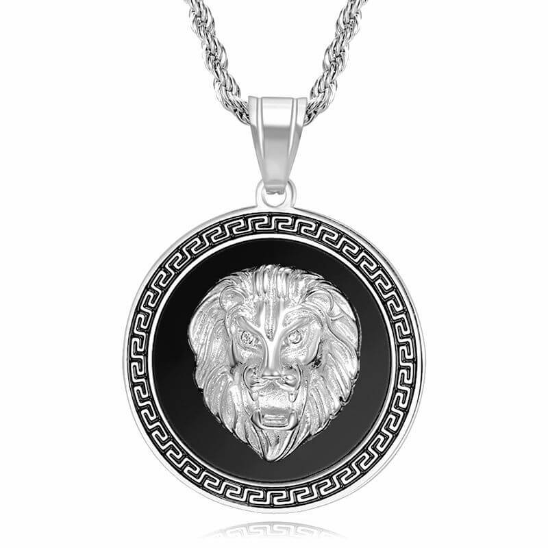 HIPHOP Jewelry Titanium Steel Vacuum Gold-plated Inlaid Zircon Lion Head Pendant