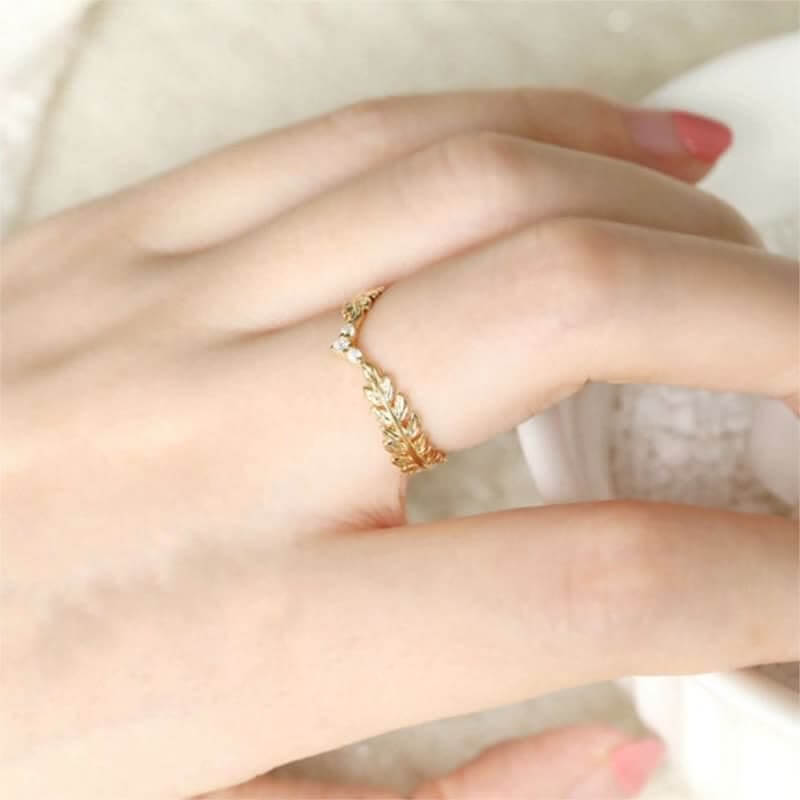 Natural Golden Laurel Leaf Ring