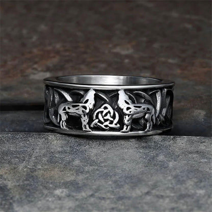 Fenris-wolf Stainless Steel Viking Ring